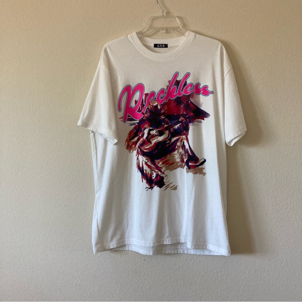 GND Bland Graphic Tee Reckless in Washed White | New Without Tags